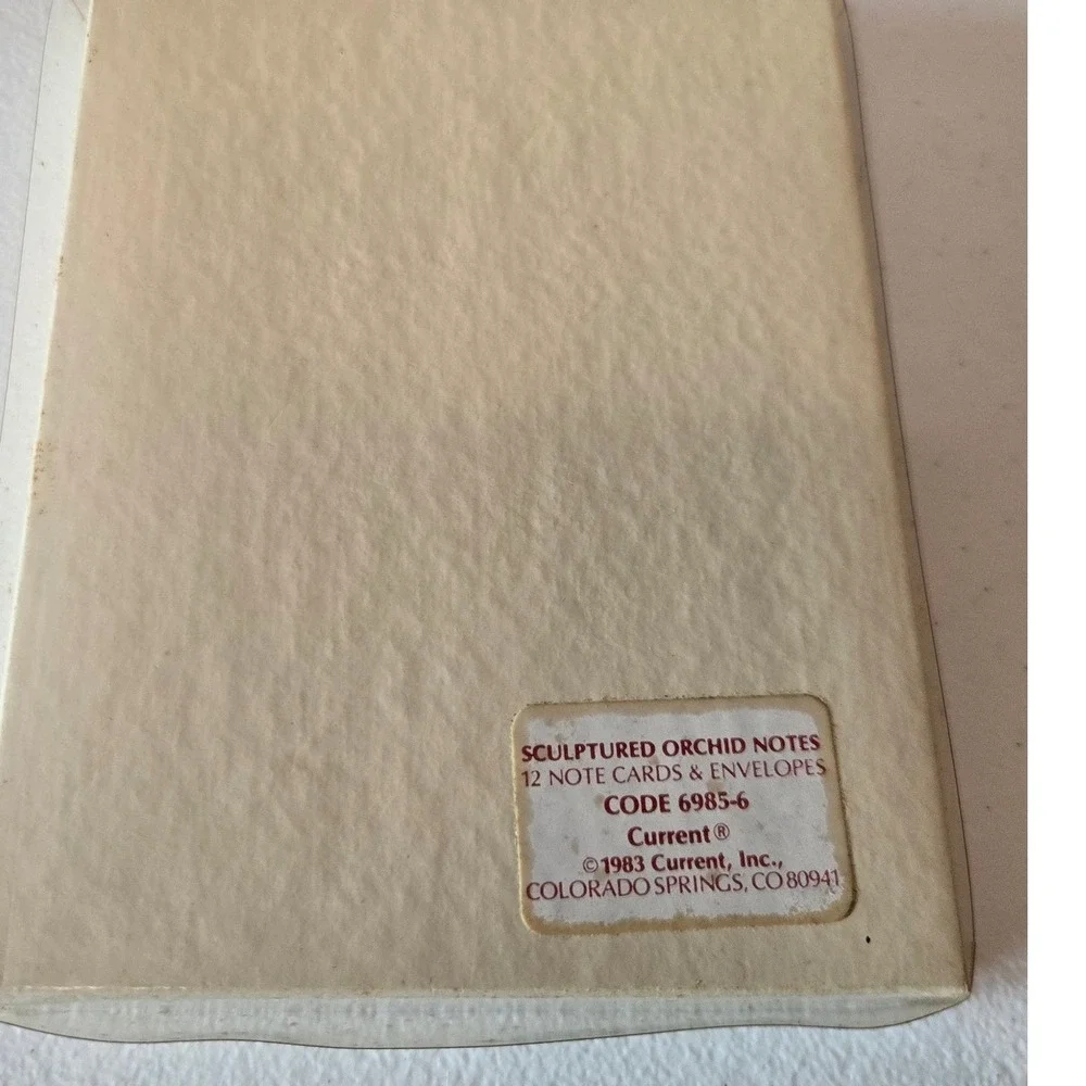 Vintage 1983 Current Sculptured Orchid Notes Embossed Cards Boxed Set 7